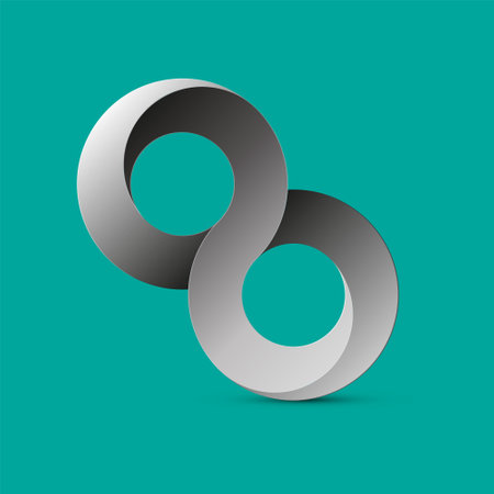 Grey 3D infinity symbol on blue background - vectorのイラスト素材