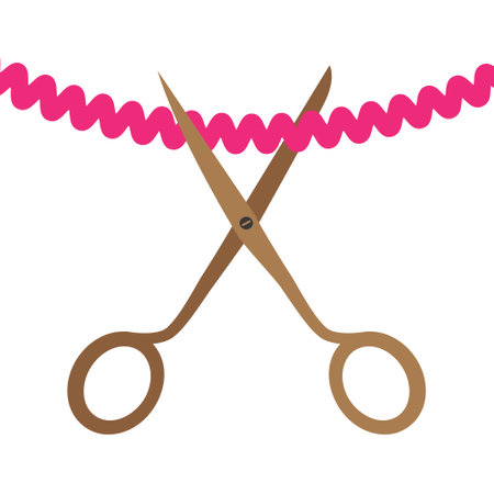 Grand opening concept - scissors cutting ribbon - vectorのイラスト素材
