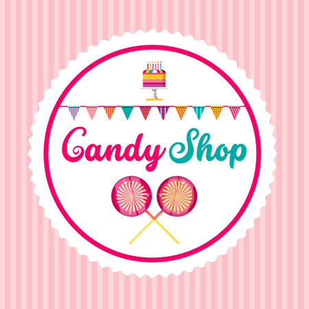 Candy Shop design with cake and lollipops - vectorのイラスト素材