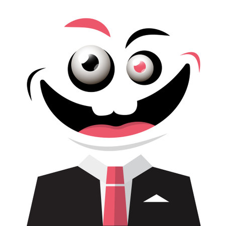 Crazy face caricature - abstract man in suit vector cartoonのイラスト素材