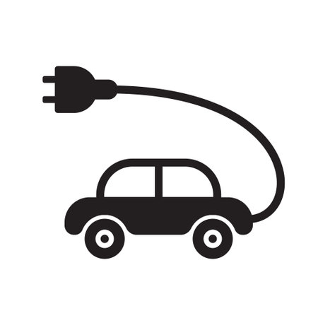 Car charging symbol - Vehicle with plug vector isolated on white backgroundのイラスト素材