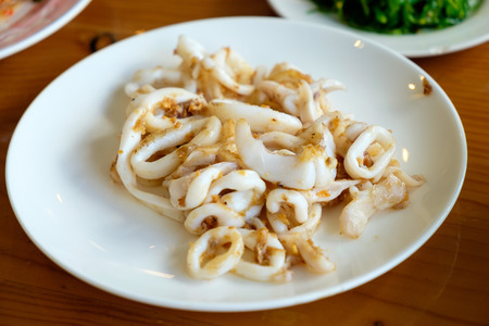 fried sliced squidsの写真素材