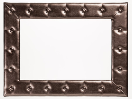 A blank leather picture frame on white backgroundの写真素材