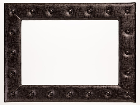 A blank leather picture frame on white backgroundの写真素材