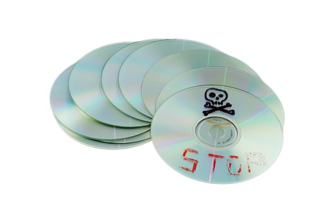 compact disk, optical storage, recovery information, pirate symbolの写真素材