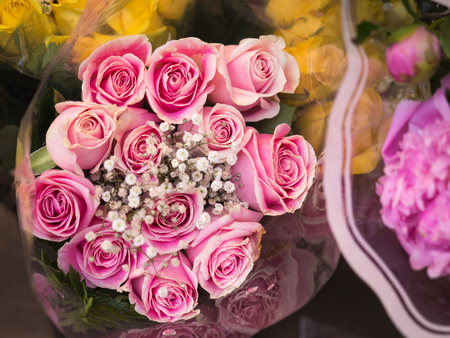 A bouquet of pink rosesの写真素材