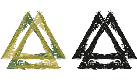 vector illustration set of triangles and valknutのイラスト素材