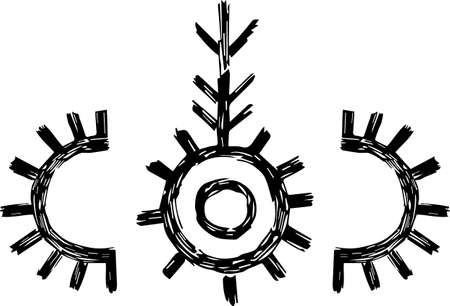 ethnic shamanic pagan symbols of sun and moonのイラスト素材