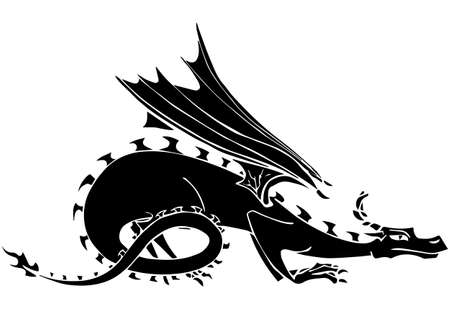 the vector black dragon isolated on transparentのイラスト素材
