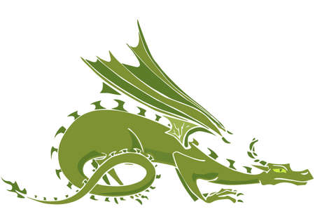 the colorful green dragon isolated on transparentのイラスト素材