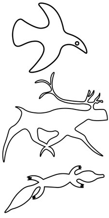 set of illustrations of ethnic stylized animalsのイラスト素材