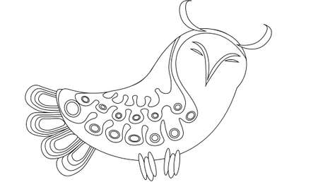 black and white illustration of decorative owlのイラスト素材