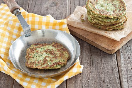 Zucchini fritter in a panの写真素材