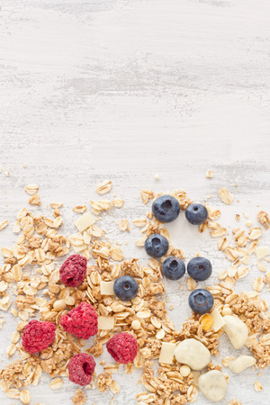 Muesli, granola and berries for a healthy breakfastの写真素材
