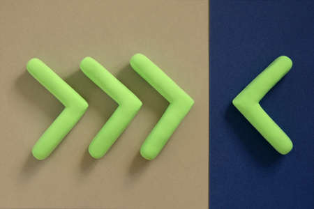 Different course of arrows symbol. Pointers set in opposite directions. Concept of objection,...