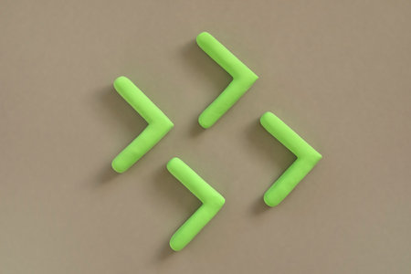 Arrows pointing right side. 3D mockup, green sign pointing direction. Right way concept.の写真素材