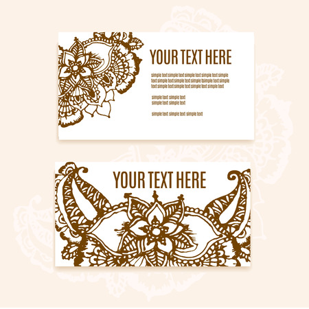 Vector floral illustration with indian ornament. Lace pattern for invitation or greeting cardのイラスト素材