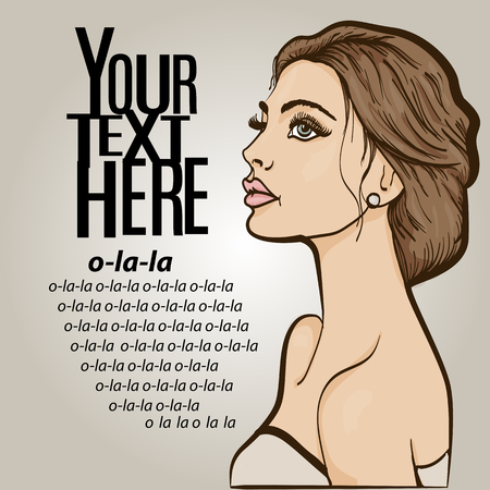 vector illustraten portrait of a woman bride . copy spaceのイラスト素材