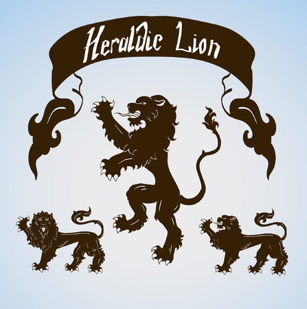 Vector Heraldic Lions Setのイラスト素材