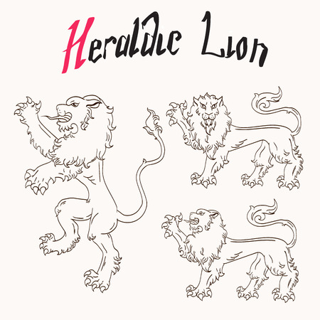 Vector Heraldic Lions Setのイラスト素材