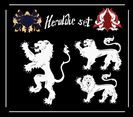 Vector Heraldic Lions Setのイラスト素材