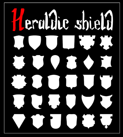 Vector Heraldic Shield Set, 30 shieldsのイラスト素材