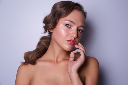 portrait of woman with hair styleの写真素材