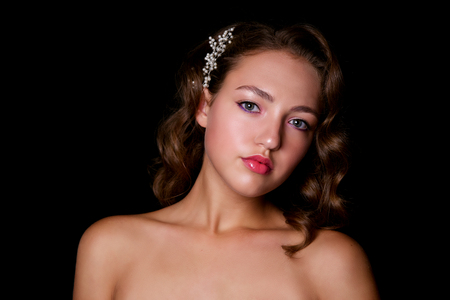 portrait of woman with hair styleの写真素材