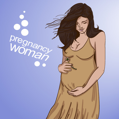 Vector illustration of Pregnant woman copy spaceのイラスト素材