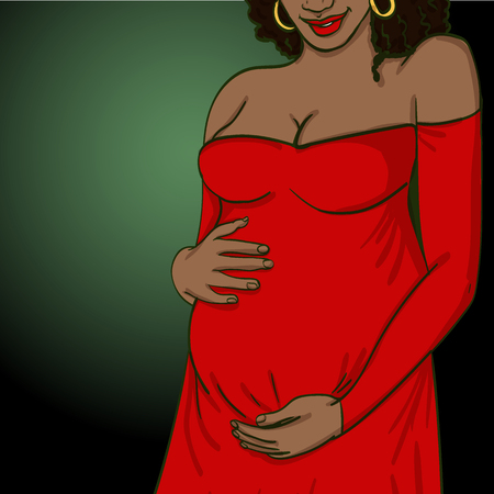 afro american woman pregnancyのイラスト素材