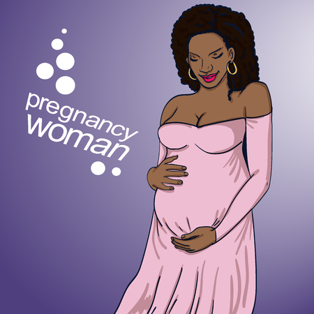 afro american woman pregnancyのイラスト素材