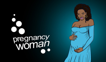 afro american woman pregnancyのイラスト素材