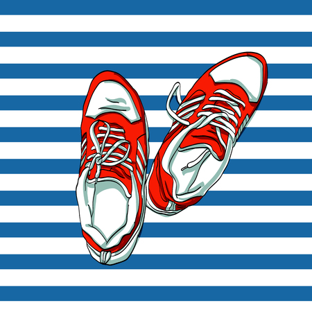 cool new sneakers top view vector illustrationのイラスト素材