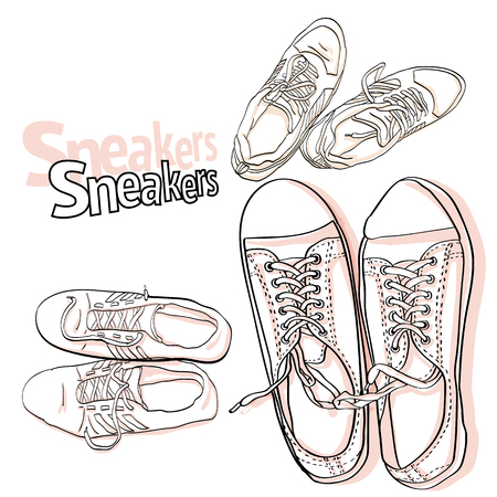 cool new sneakers top view vector illustrationのイラスト素材