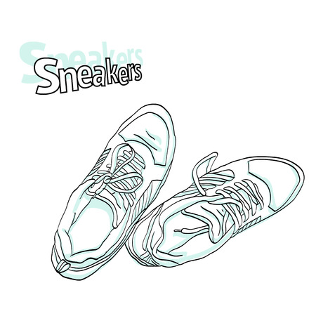 cool new sneakers top view vector illustrationのイラスト素材