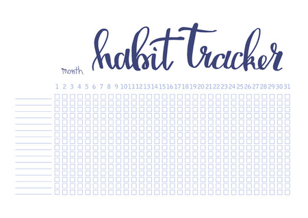 Monthly planner habit tracker blank template bullet journal styleのイラスト素材