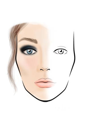 Face chart Makeup Artist Blank. Template. Illustrationの写真素材