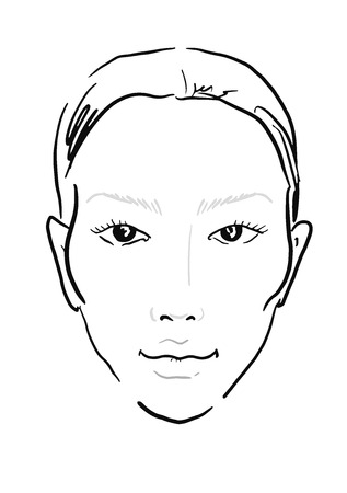 Face chart Makeup Artist Blank. Template. Vector illustration.のイラスト素材