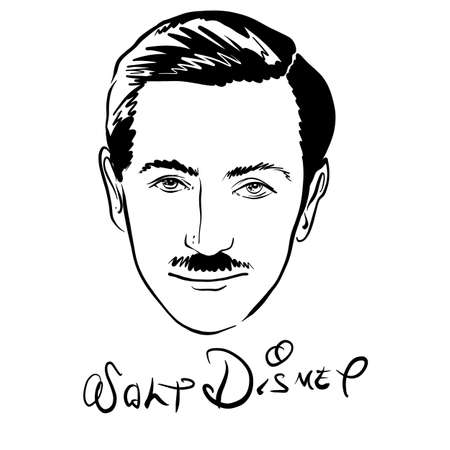 Kaliningrad, Russia 13 February 2020 . Walt Disney portrait sketch illustrationのeditorial素材