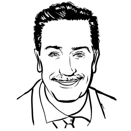 Kaliningrad, Russia 13 February 2020 . Walt Disney portrait sketch illustrationのeditorial素材