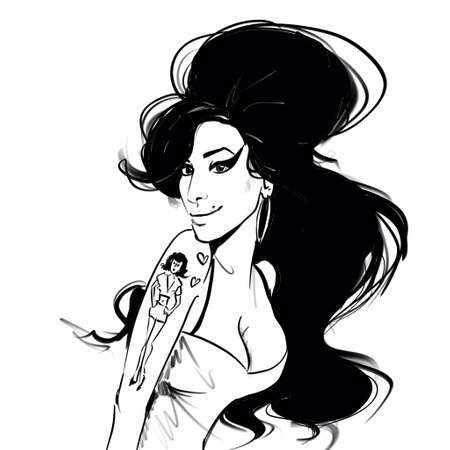 KAliningrad / RUSSIA - October 07,2020: A illustration of a portrait of singer Amy Winehouse on a white background.のeditorial素材
