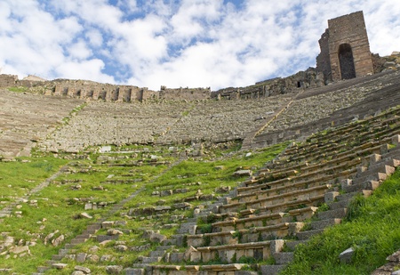 Theater in the Ruins of the Ancient Greek City of Pergamon in Bergama, Turkeyの写真素材