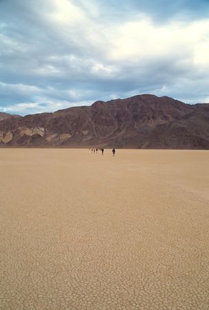Racetrack Playa is a seasonally dry lake (a playa) located in the northern part of the Panamint Mountains in Death Valley National Park, California, U.S.A.. It is famous for 'sailing stones', rocks that mysteriously move across its surface.の写真素材