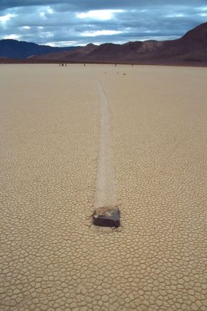 Racetrack Playa is a seasonally dry lake (a playa) located in the northern part of the Panamint Mountains in Death Valley National Park, California, U.S.A.. It is famous for 'sailing stones', rocks that mysteriously move across its surface.の写真素材