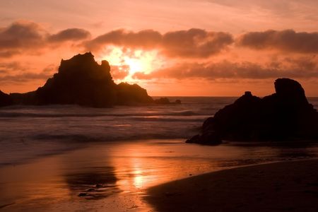 Pfeiffer Beach SP in Big Sur, Californiaの写真素材