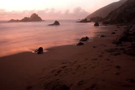 Pfeiffer Beach SP in Big Sur, Californiaの写真素材
