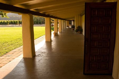 California Mission style winery in Napa Californiaの写真素材