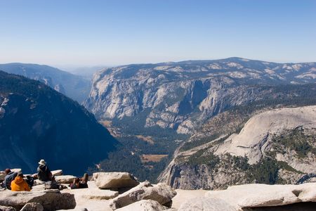 Half Dome is a granite dome in Yosemite National Park, located at the eastern end of Yosemite Valleyの写真素材