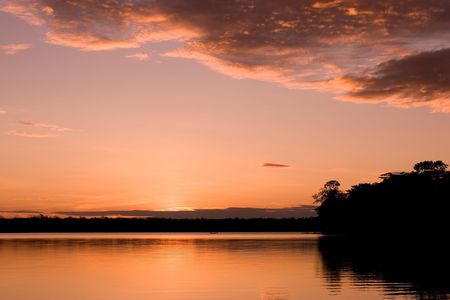 Lake Sandoval is located Tambopata-Candamo which is a nature reserve in the Peruvian Amazon Basin south of the Madre de Dios Riverの写真素材
