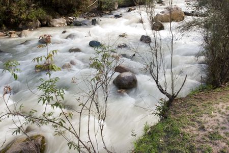 most popular of the Inca trails for trekking is the Capaq Ñan trail, which leads from the village of Ollantaytambo to Machu Picchuの写真素材